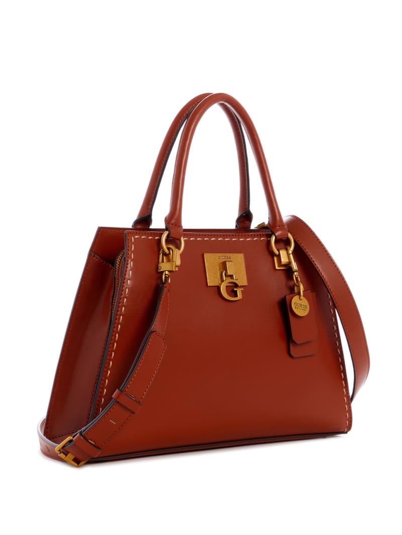 Torba Satchel Damskie Guess Stephi Girlfriend Bordowe | 058463-QHT