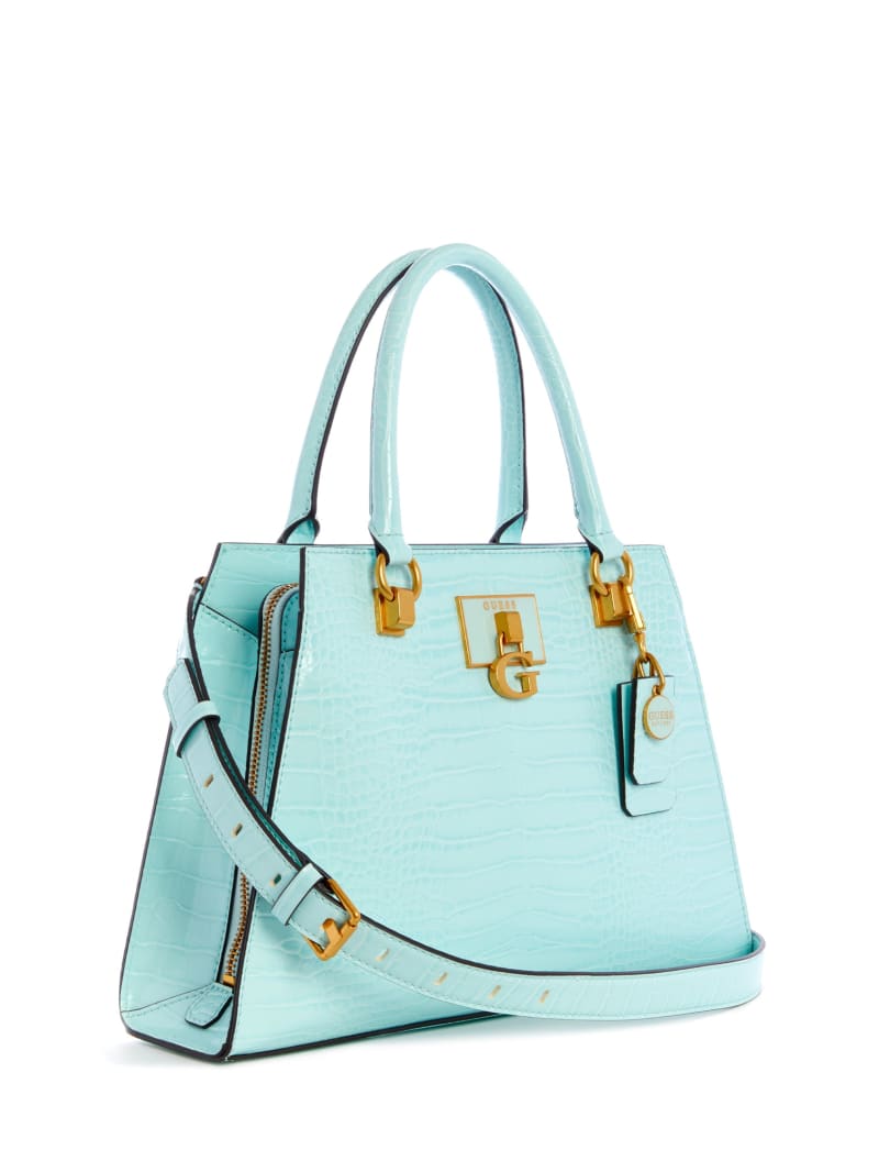 Torba Satchel Damskie Guess Stephi Girlfriend Turkusowe | 950123-OVU