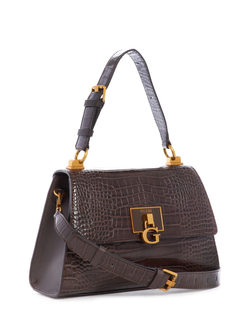 Torba Satchel Damskie Guess Stephi-Handle Flap Czekolada | 093426-RJO