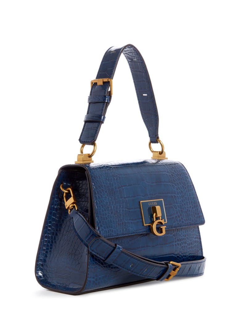 Torba Satchel Damskie Guess Stephi-Handle Flap Niebieskie | 253487-MSU