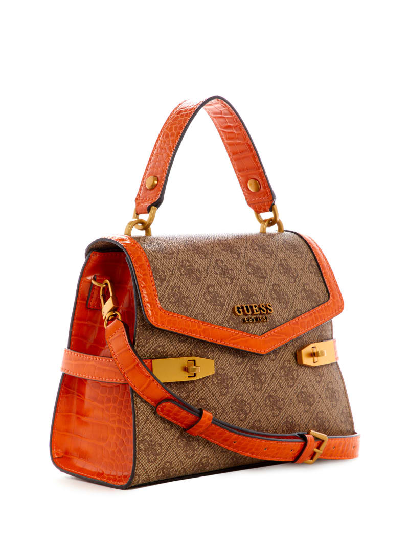 Torba Satchel Damskie Guess Zadie Logo-Top Handle Pomarańczowe | 470692-VLD