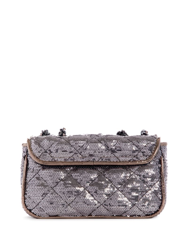 Torby Mini Damskie Guess Cessily Sequins Convertible Srebrne | 243956-SQR