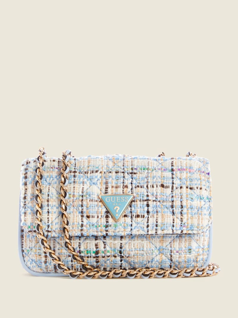 Torby Mini Damskie Guess Cessily Tweed Micro Niebieskie | 379085-YUW