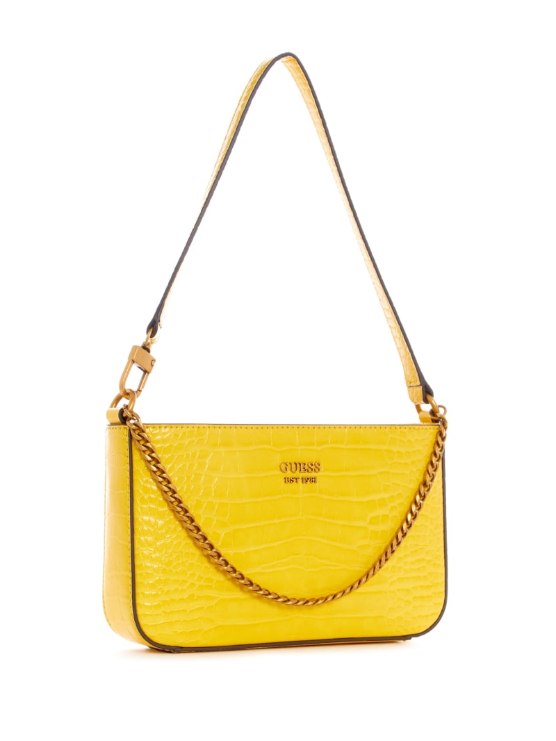 Torby Mini Damskie Guess Katey Croc Żółte | 980537-BNE