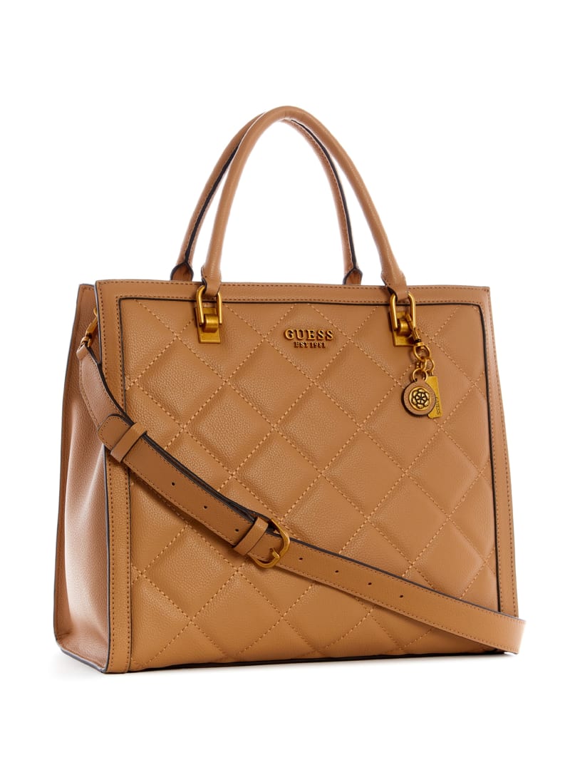 Torby Tote Damskie Guess Abey Quilted Elite Beżowe | 823451-IHP