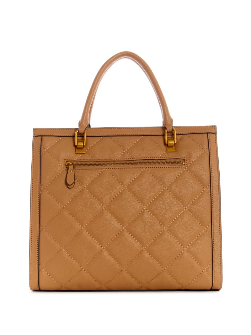 Torby Tote Damskie Guess Abey Quilted Elite Beżowe | 823451-IHP