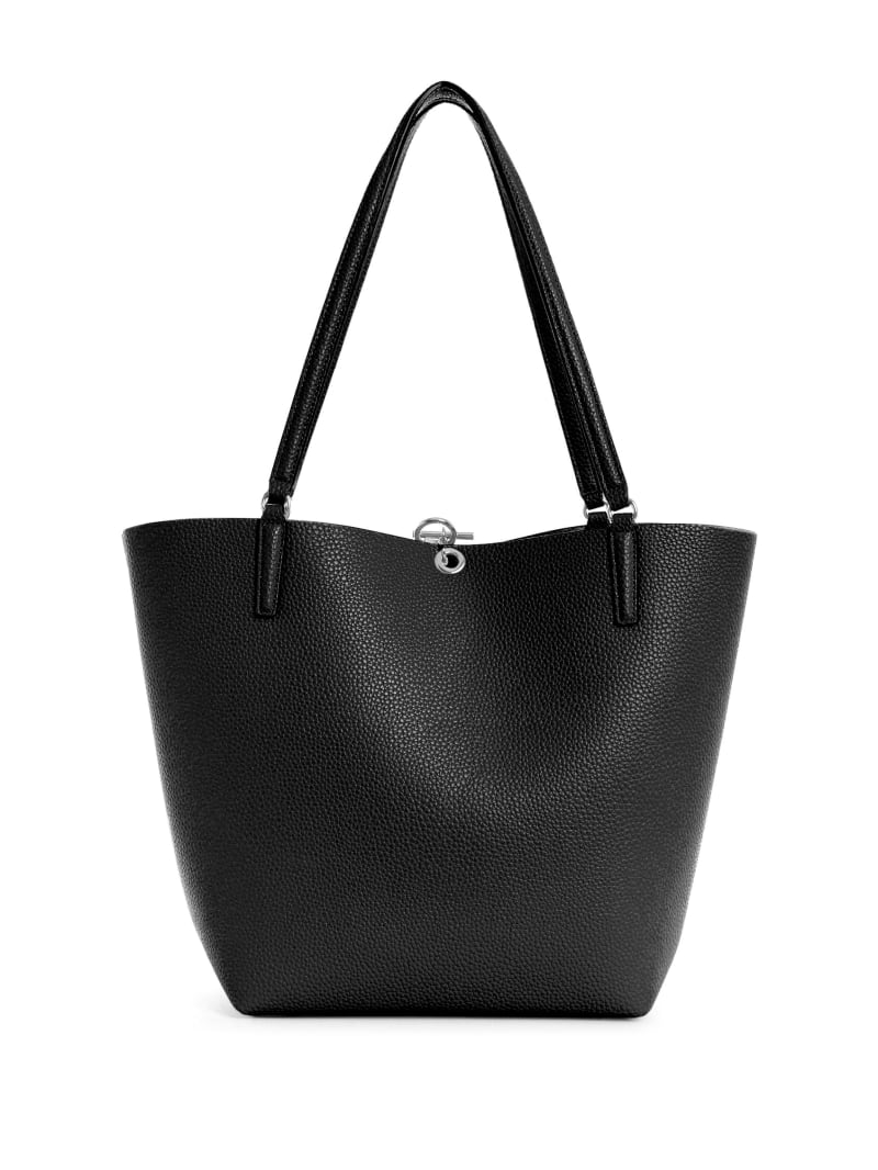 Torby Tote Damskie Guess Alby Toggle Czarne | 758396-ZOJ