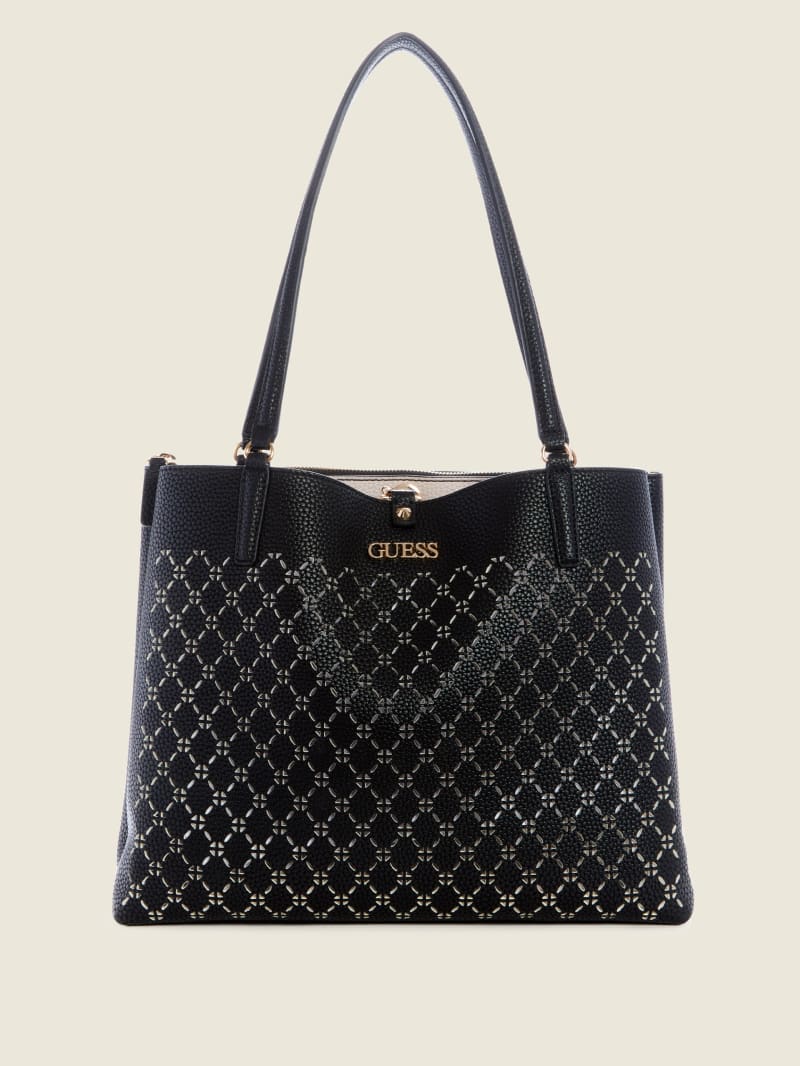 Torby Tote Damskie Guess Amara Society Czarne | 163785-UZP