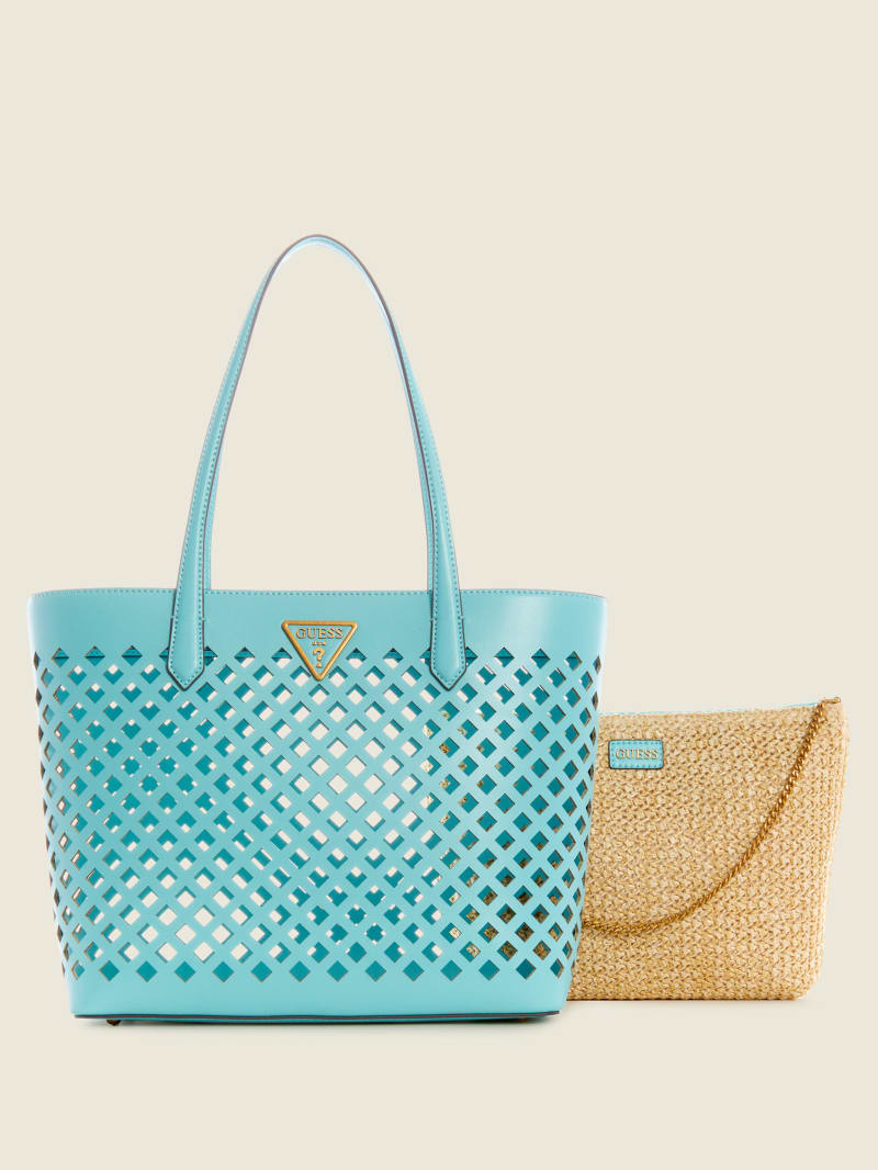 Torby Tote Damskie Guess Aqua Turkusowe | 036157-WJP