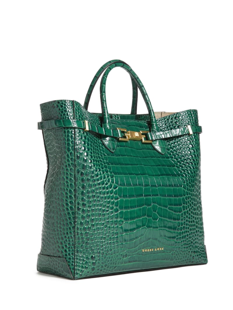 Torby Tote Damskie Guess Cristina Croc Skórzane Zielone | 854932-DSY