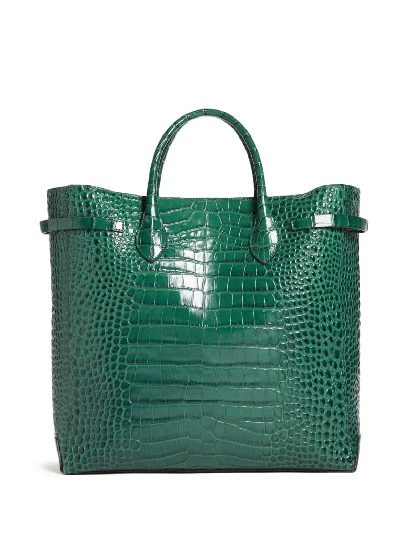 Torby Tote Damskie Guess Cristina Croc Skórzane Zielone | 854932-DSY