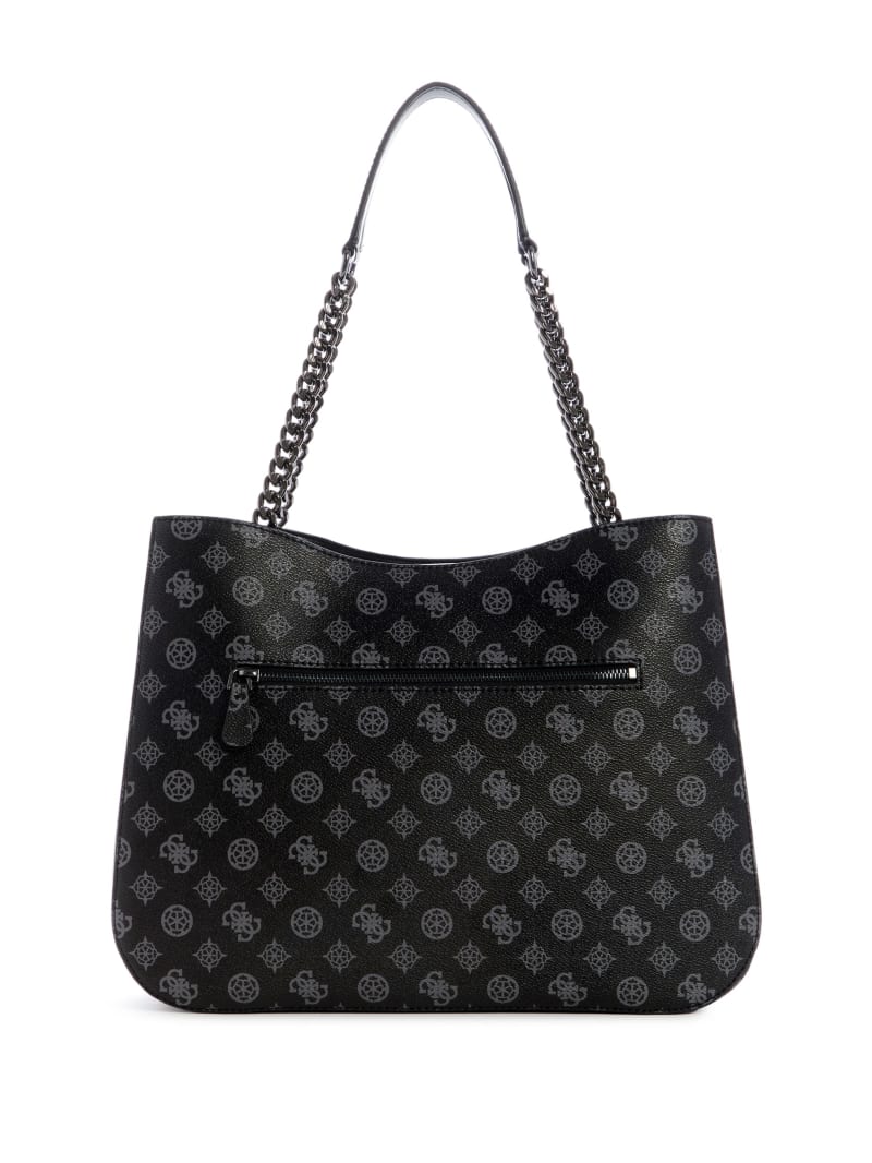 Torby Tote Damskie Guess Hensely Logo Girlfriend Czarne | 259084-GUC