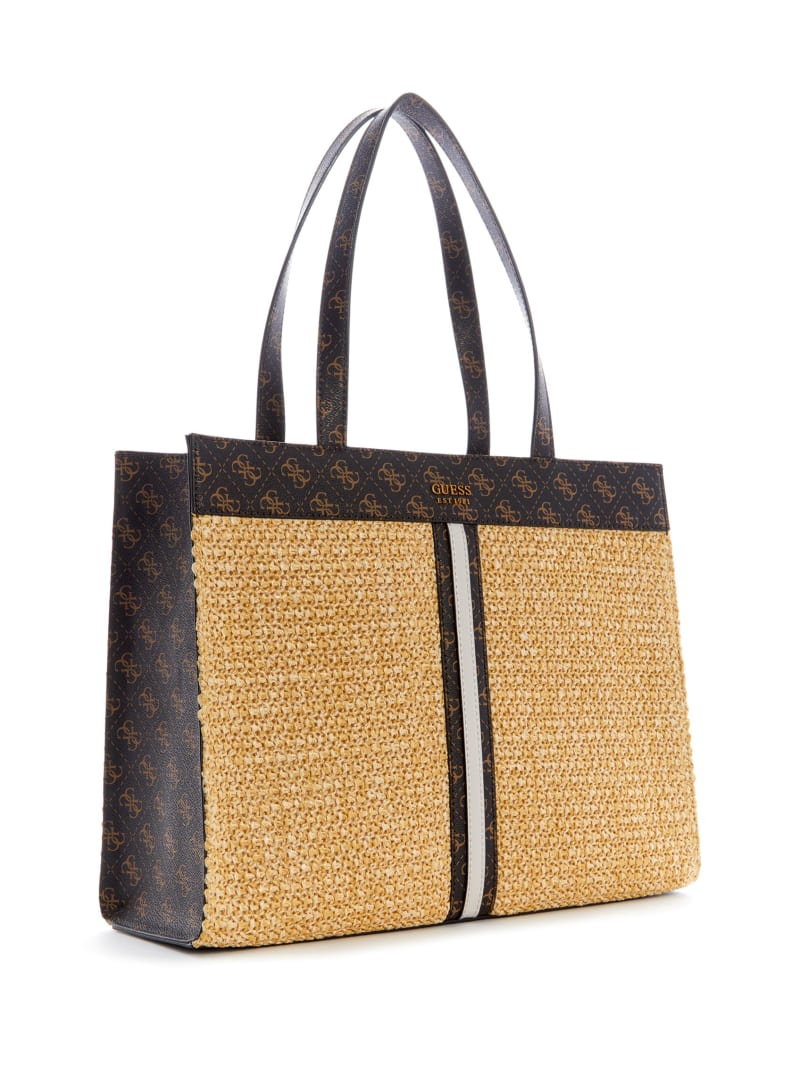 Torby Tote Damskie Guess Kasinta Raffia Beżowe | 354026-OQB