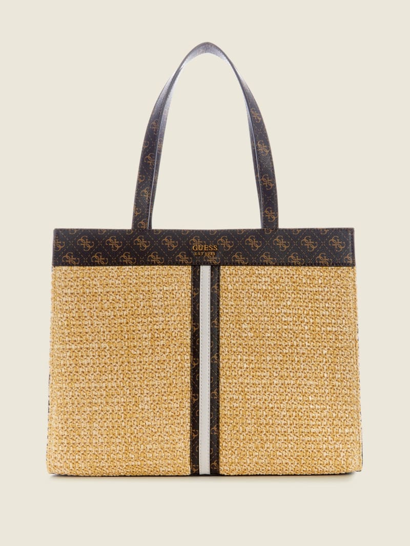 Torby Tote Damskie Guess Kasinta Raffia Beżowe | 354026-OQB