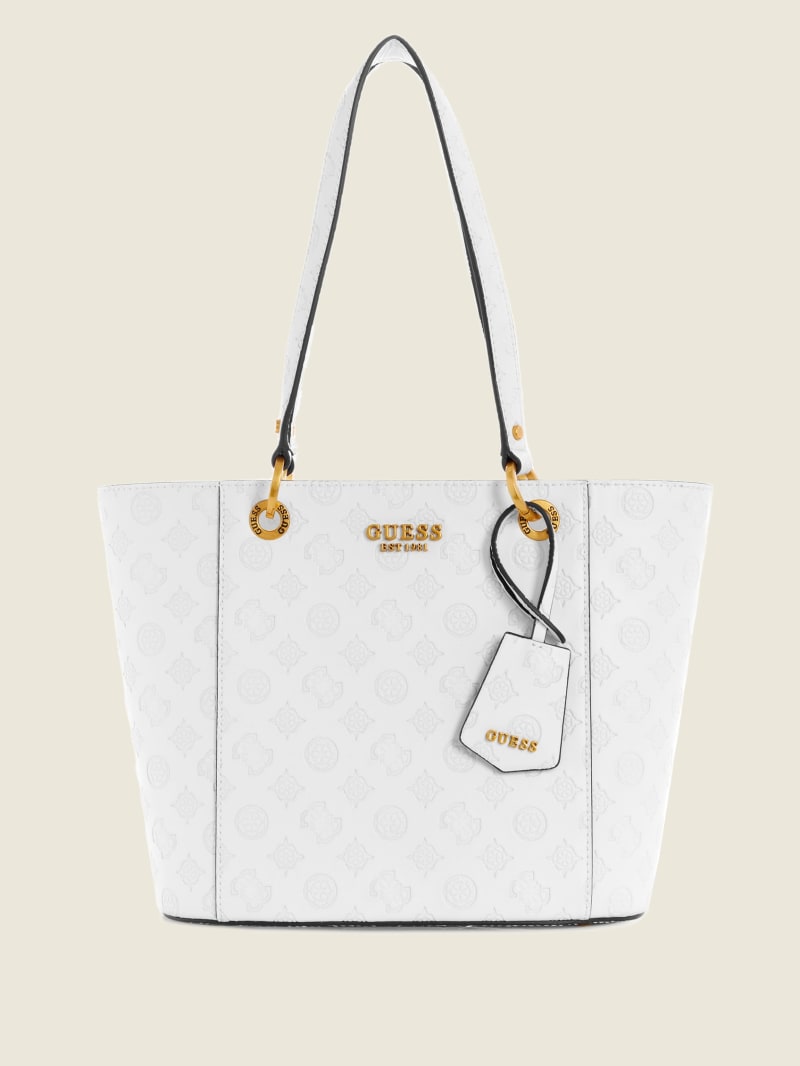 Torby Tote Damskie Guess Noelle Small Elite Białe | 148352-ECJ