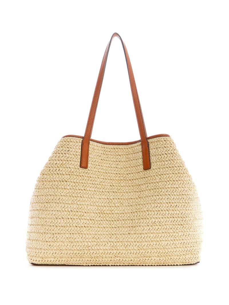 Torby Tote Damskie Guess Vicky Straw Beżowe | 308749-NKF