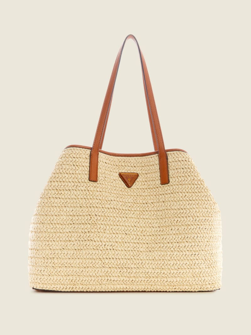 Torby Tote Damskie Guess Vicky Straw Beżowe | 308749-NKF