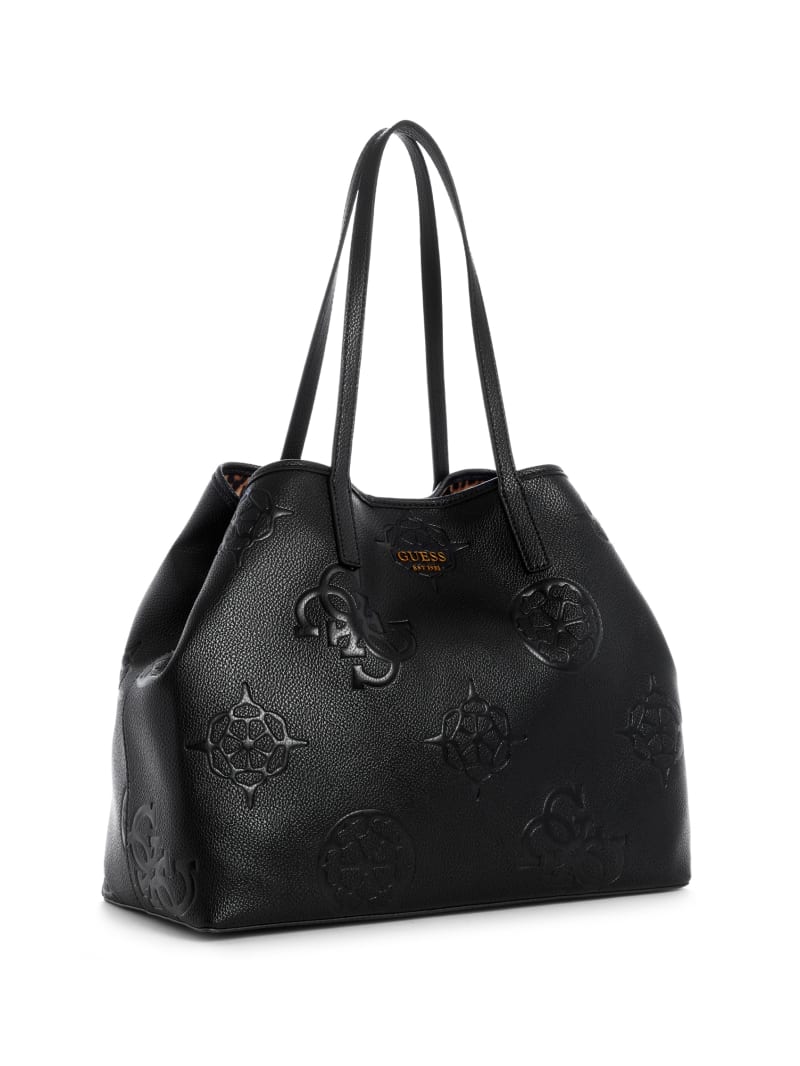 Torby Tote Damskie Guess Vikky Logo Large Czarne | 864173-XJY