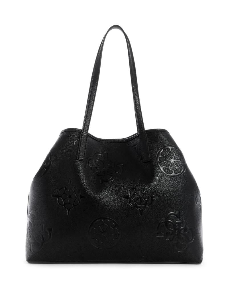 Torby Tote Damskie Guess Vikky Logo Large Czarne | 864173-XJY