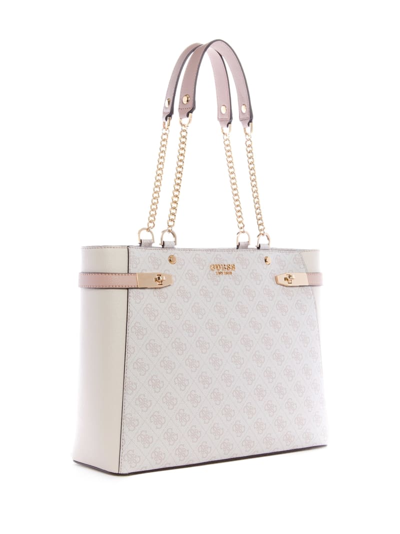 Torby Tote Damskie Guess Zadie Logo Girlfriend Różowe | 614820-XGT