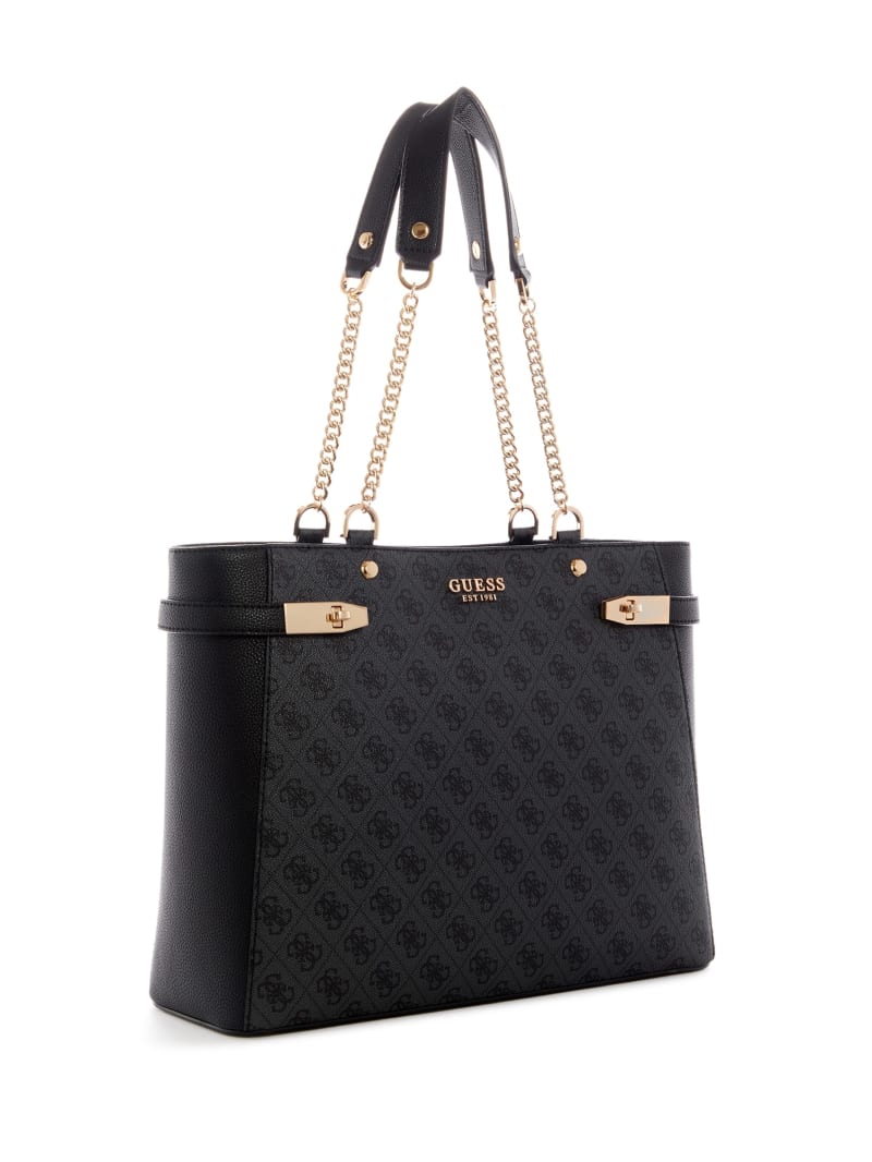 Torby Tote Damskie Guess Zadie Logo Girlfriend Czarne | 861349-VHP