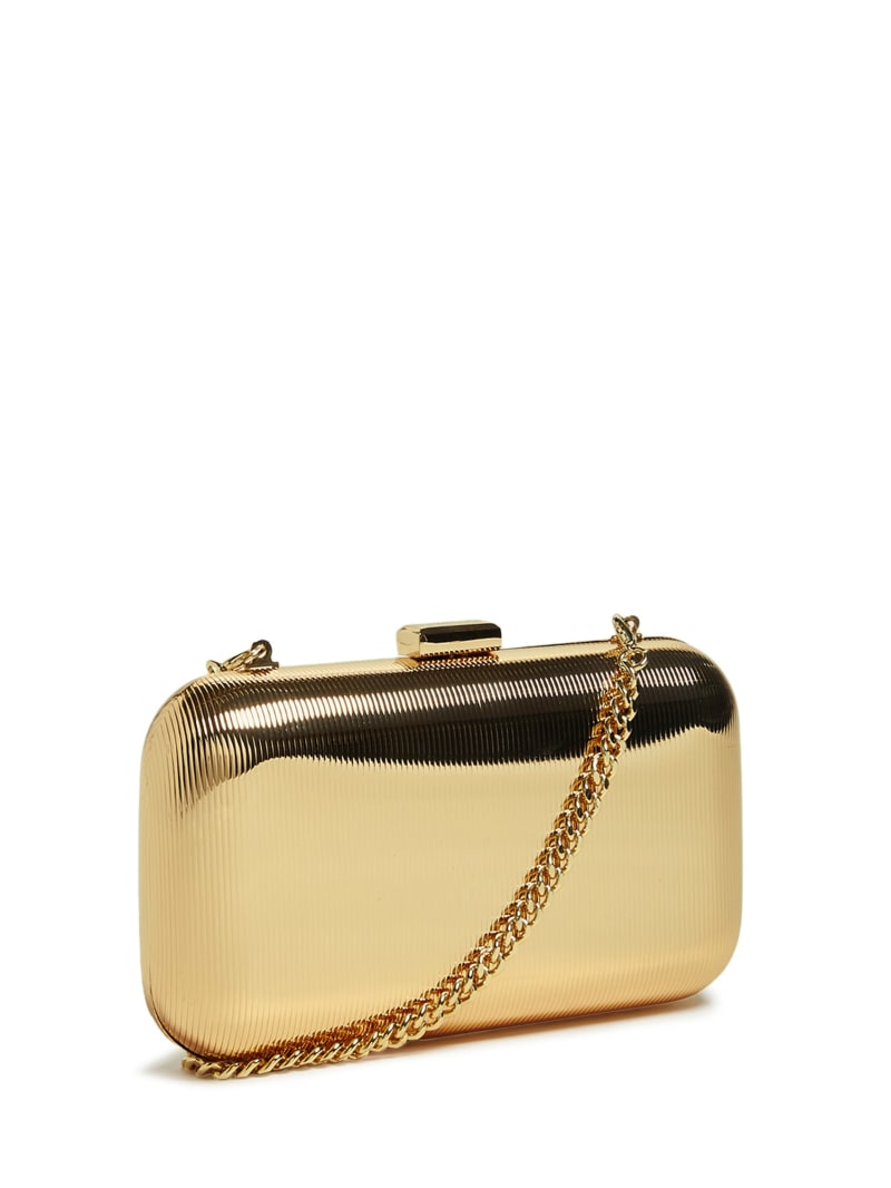 Torebki Damskie Guess Gold-Tone Metal Clutch Złote | 506124-DVH