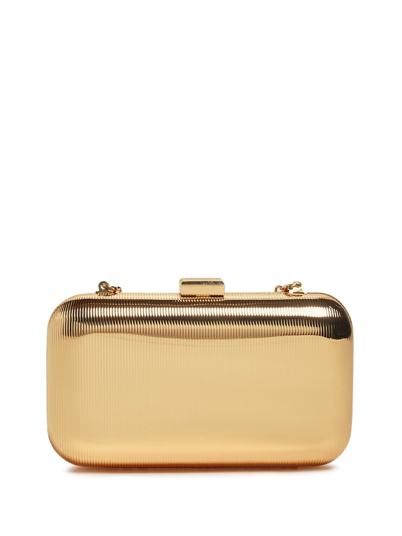 Torebki Damskie Guess Gold-Tone Metal Clutch Złote | 506124-DVH