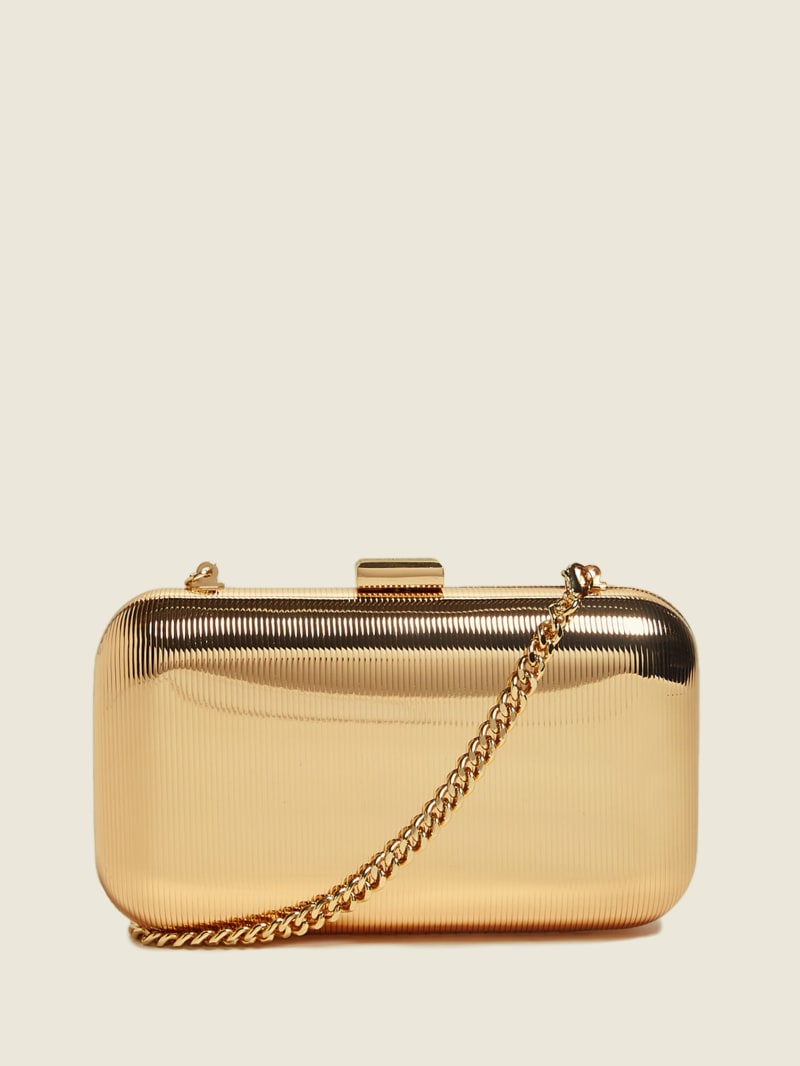 Torebki Damskie Guess Gold-Tone Metal Clutch Złote | 506124-DVH