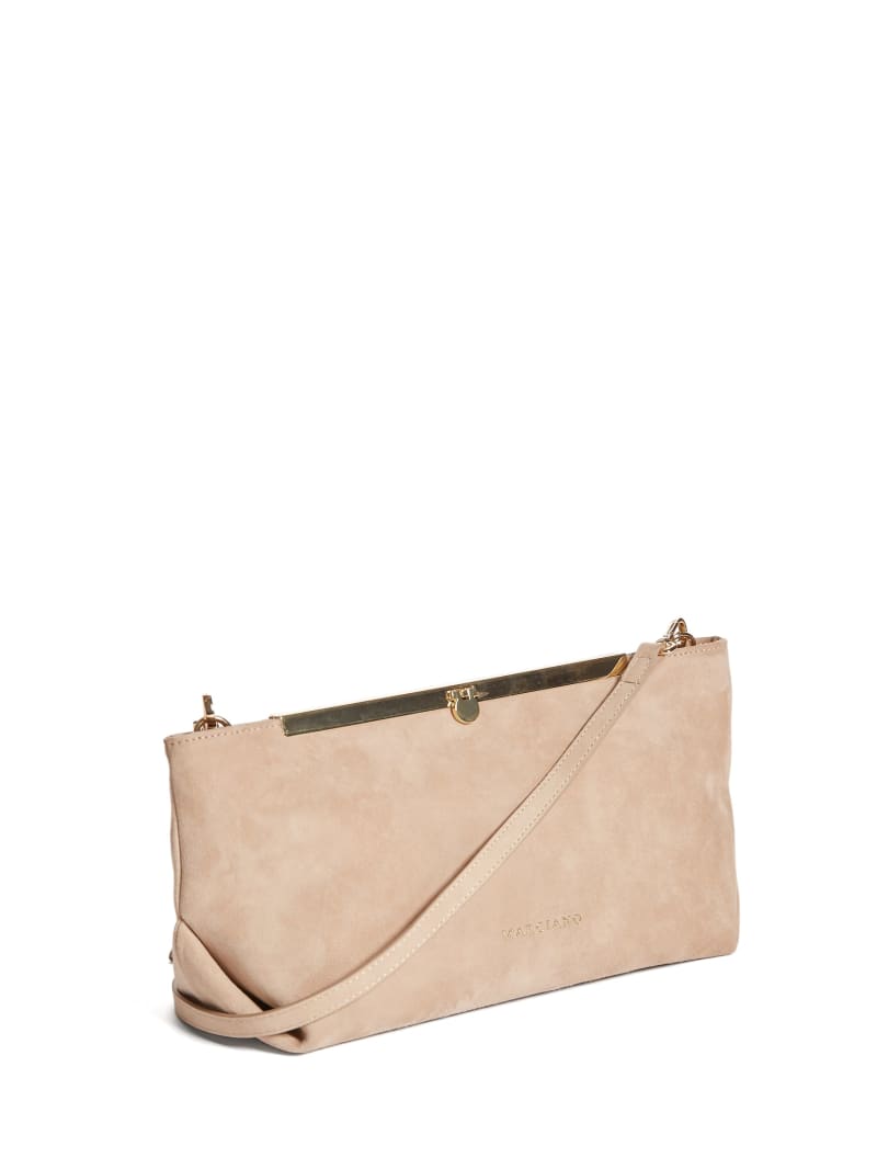 Torebki Damskie Guess Soft Zamszowe Skórzane Clutch Różowe | 346718-CKR