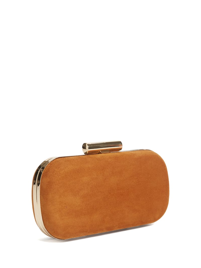 Torebki Damskie Guess Zamszowe Skórzane Clutch Brązowe | 326154-ORS