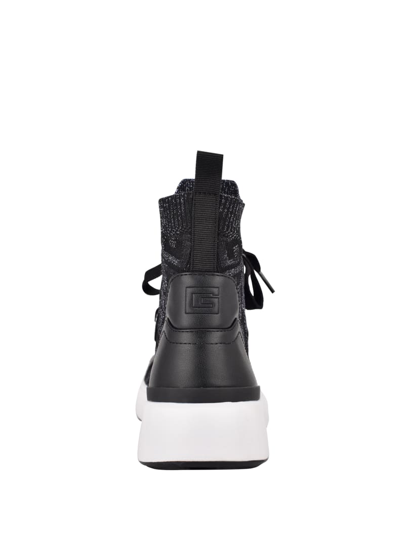 Trampki Damskie Guess Manney Knit Logo High-Top Czarne | 579462-TZL