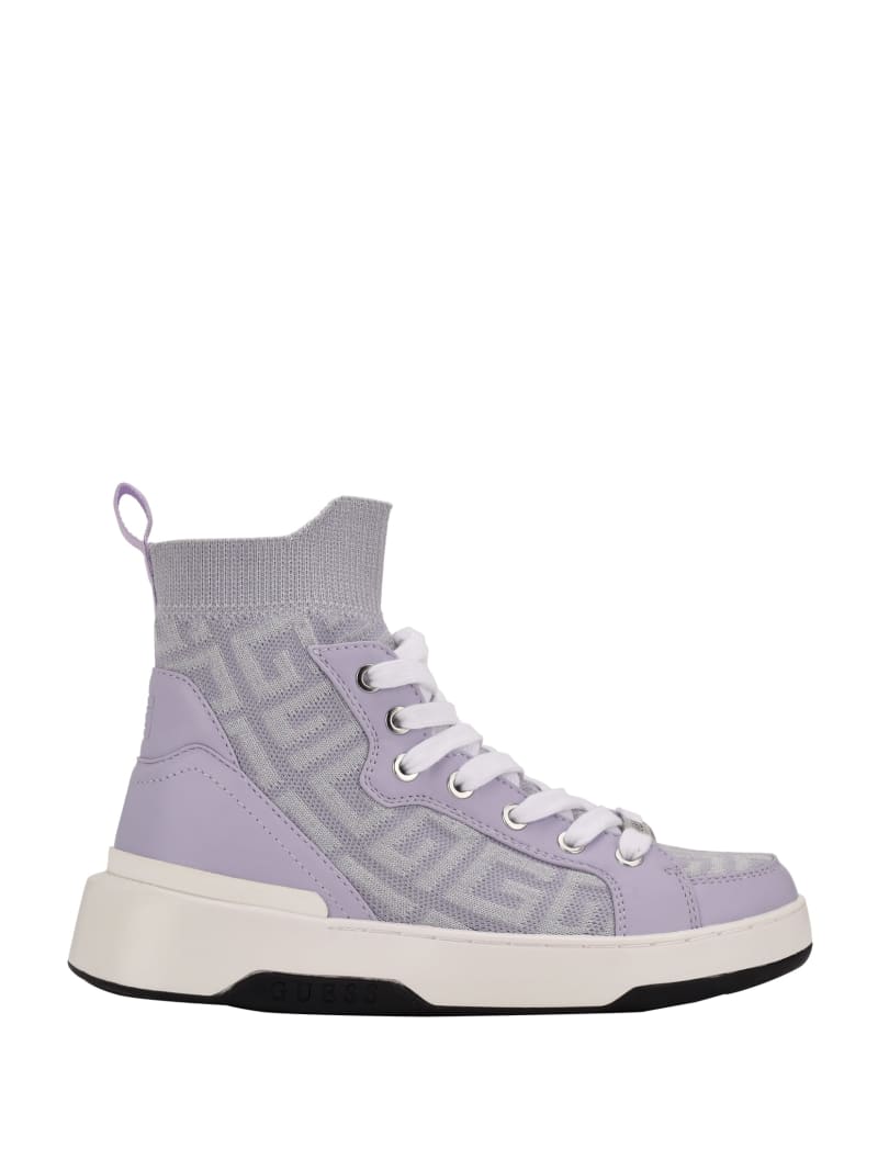 Trampki Damskie Guess Manney Knit Logo High-Top Różowe | 618572-WRF