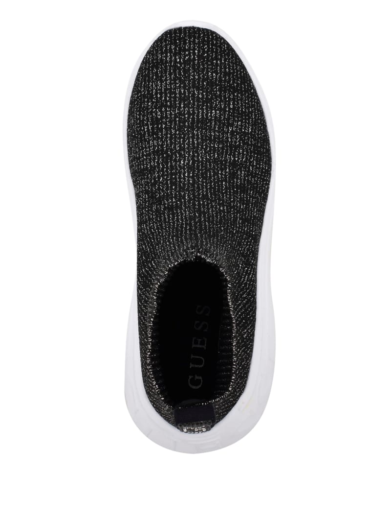 Trampki Damskie Guess Sindera Shimmer Sock Srebrne | 312478-MYA