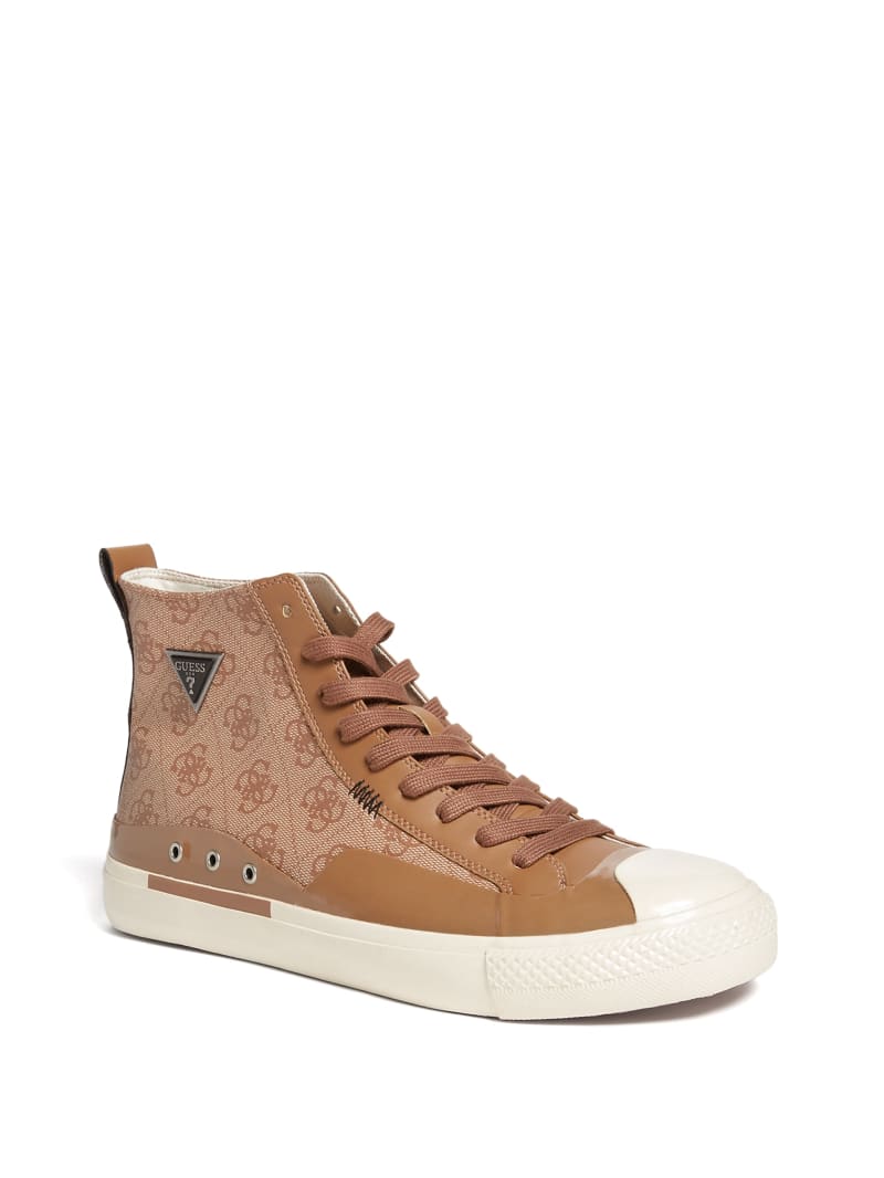 Trampki Męskie Guess Aviano High-Top Logo Brązowe | 951248-VFO