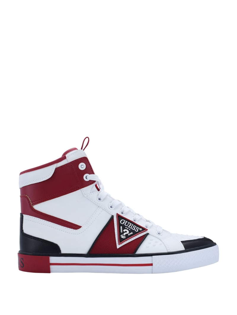 Trampki Męskie Guess Maeno Triangle Logo High-Top Ciemny Czerwone | 078359-GOD