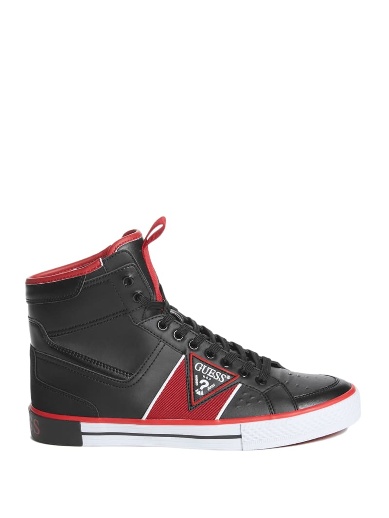 Trampki Męskie Guess Maeno Triangle Logo High-Top Czarne | 901358-HBI