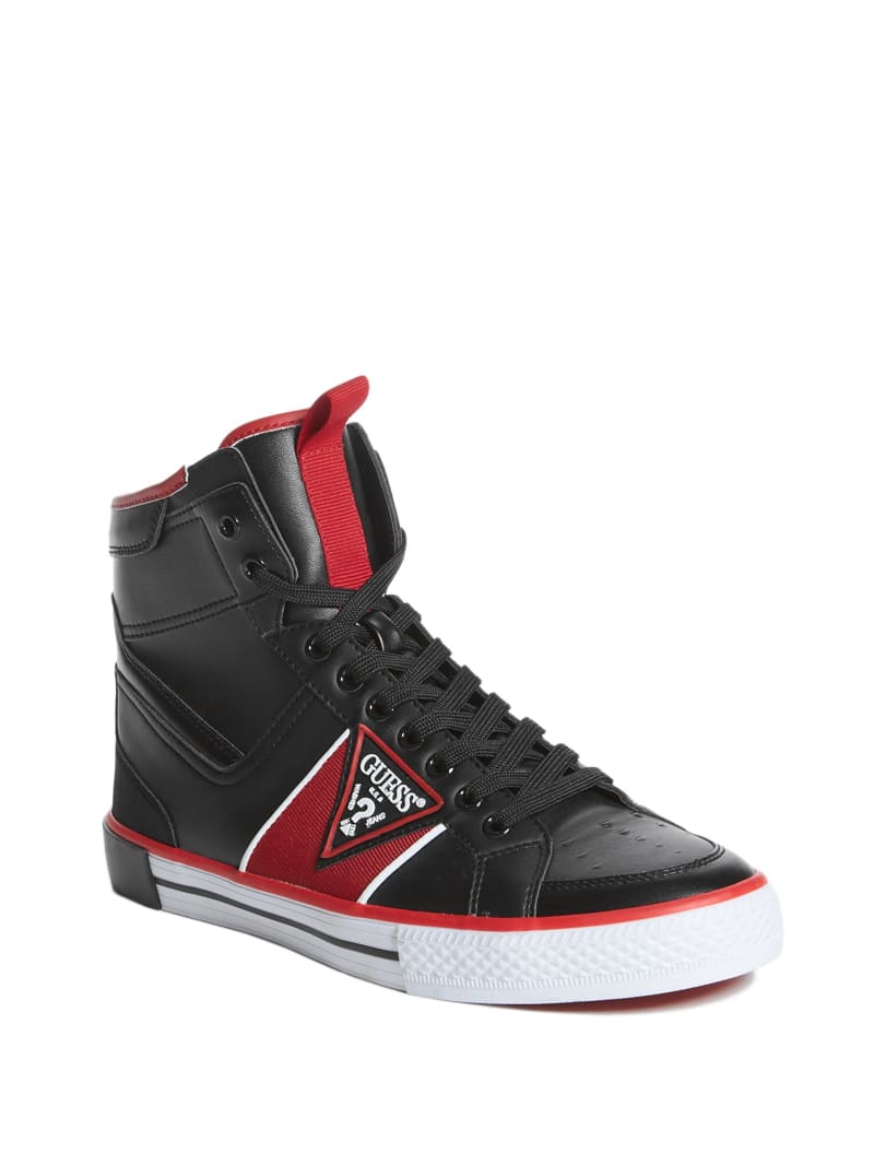 Trampki Męskie Guess Maeno Triangle Logo High-Top Czarne | 901358-HBI