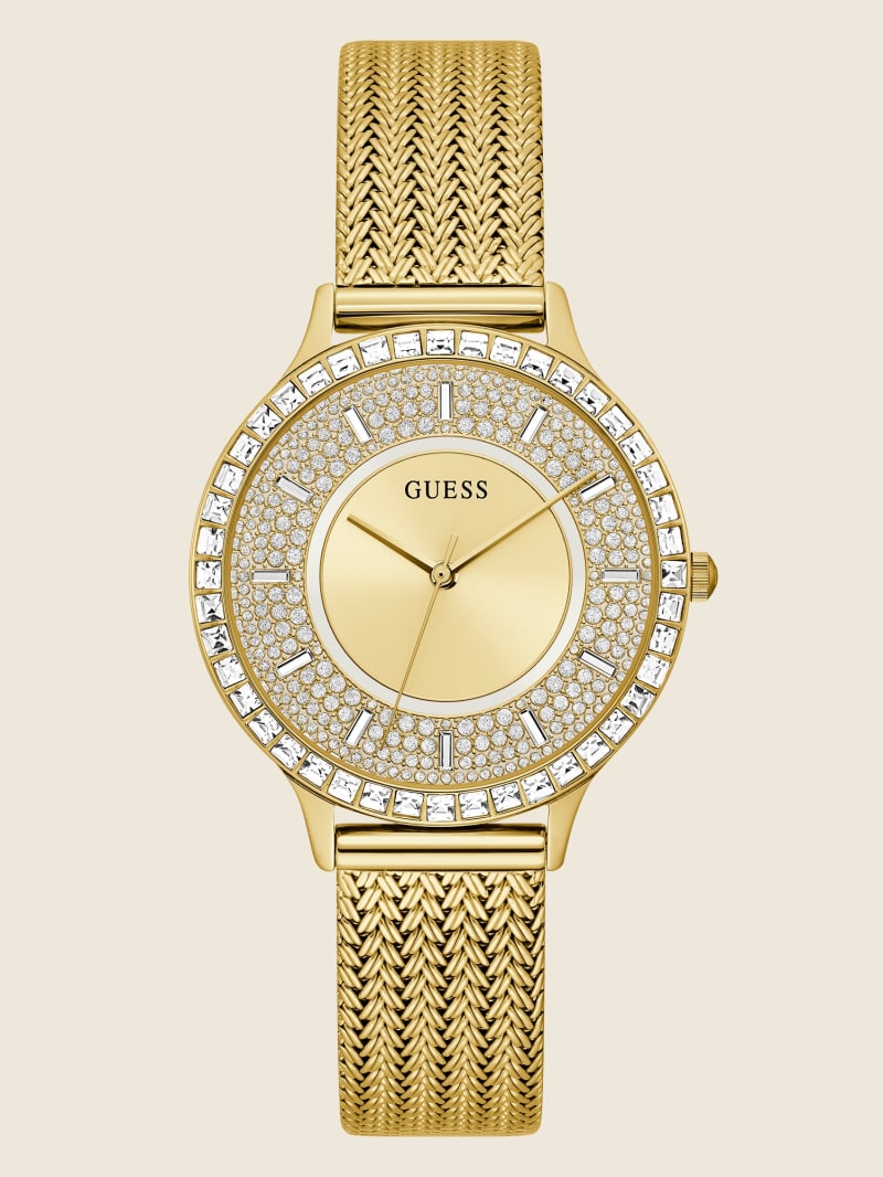 Zegarek Damskie Guess Gold-Tone Mesh Analog Złote | 759842-YDZ