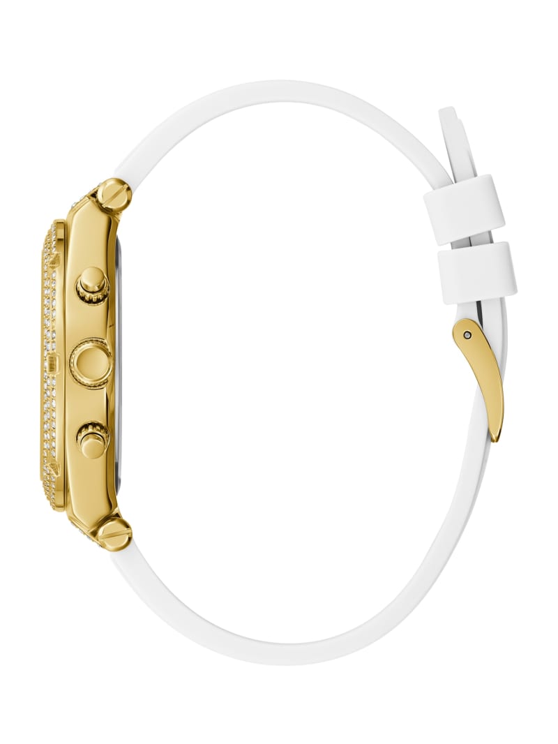 Zegarek Damskie Guess Gold-Tone and White Silikon Wielofunkcyjny Złote | 406239-JAK