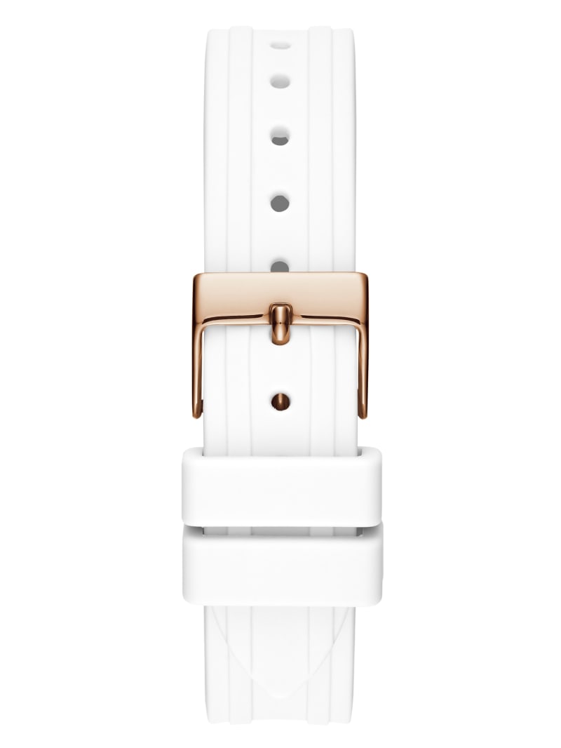 Zegarek Damskie Guess Rose Gold-Tone and White Analog Białe | 072953-JTR