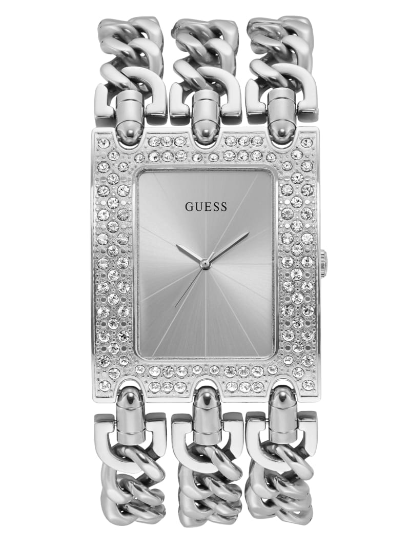 Zegarek Damskie Guess Silver-Tone Chain Analog Srebrne | 749813-YLB