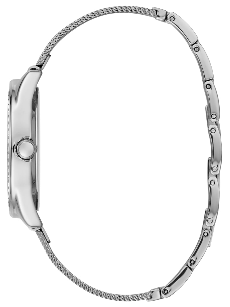 Zegarek Damskie Guess Silver-Tone Logo Analog Srebrne | 614705-ICN