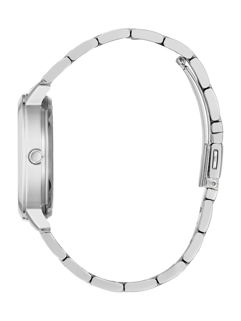 Zegarek Damskie Guess Silver-Tone Quattro G Clear Analog Srebrne | 930682-HZB