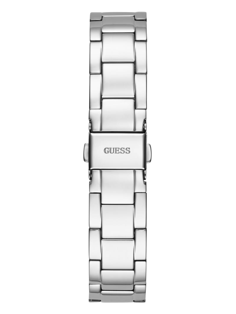 Zegarek Damskie Guess Silver-Tone Quattro G Clear Analog Srebrne | 930682-HZB