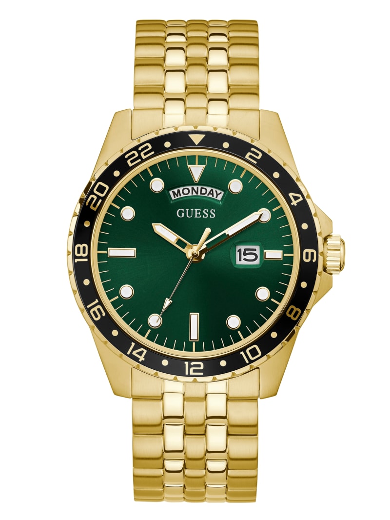 Zegarek Męskie Guess Gold-Tone And Green Sportowe Złote | 587932-RHB