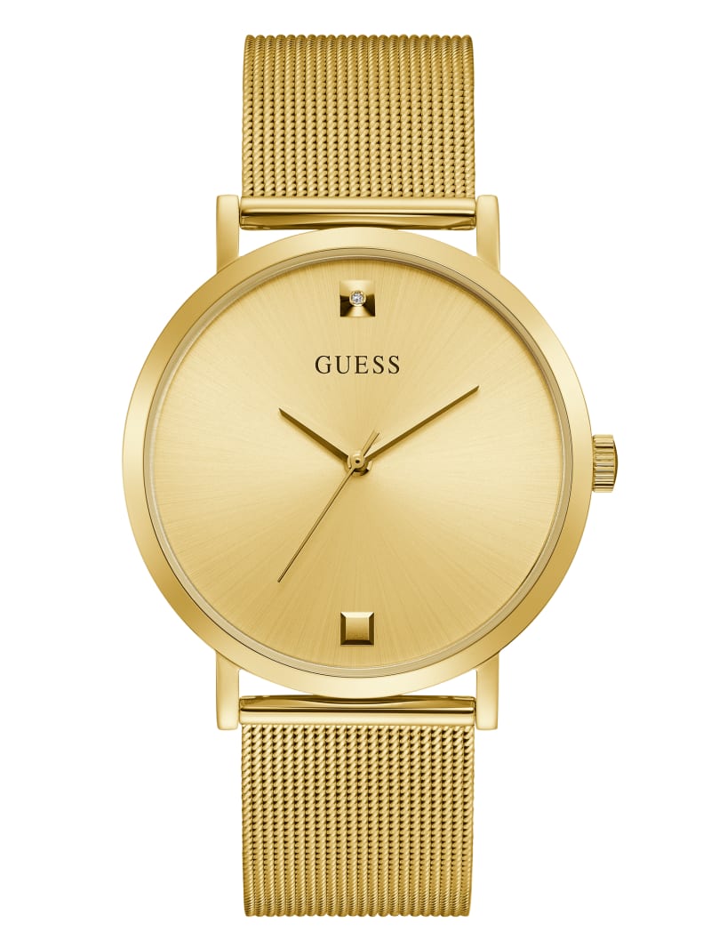 Zegarek Męskie Guess Gold-Tone Mesh Diamond Analog Złote | 203869-KCB