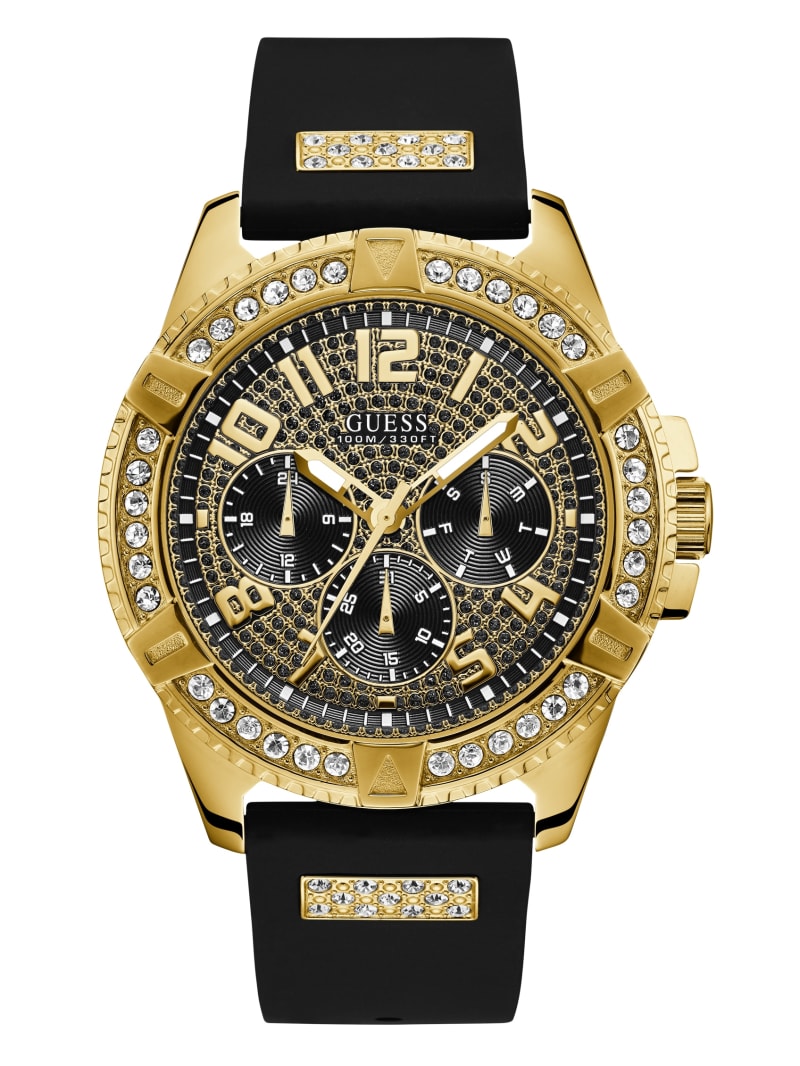 Zegarek Męskie Guess Gold-Tone Wielofunkcyjny Czarne | 170584-BRH