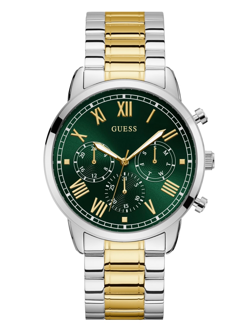 Zegarek Męskie Guess Green Two-Tone Wielofunkcyjny Srebrne | 924803-EAC