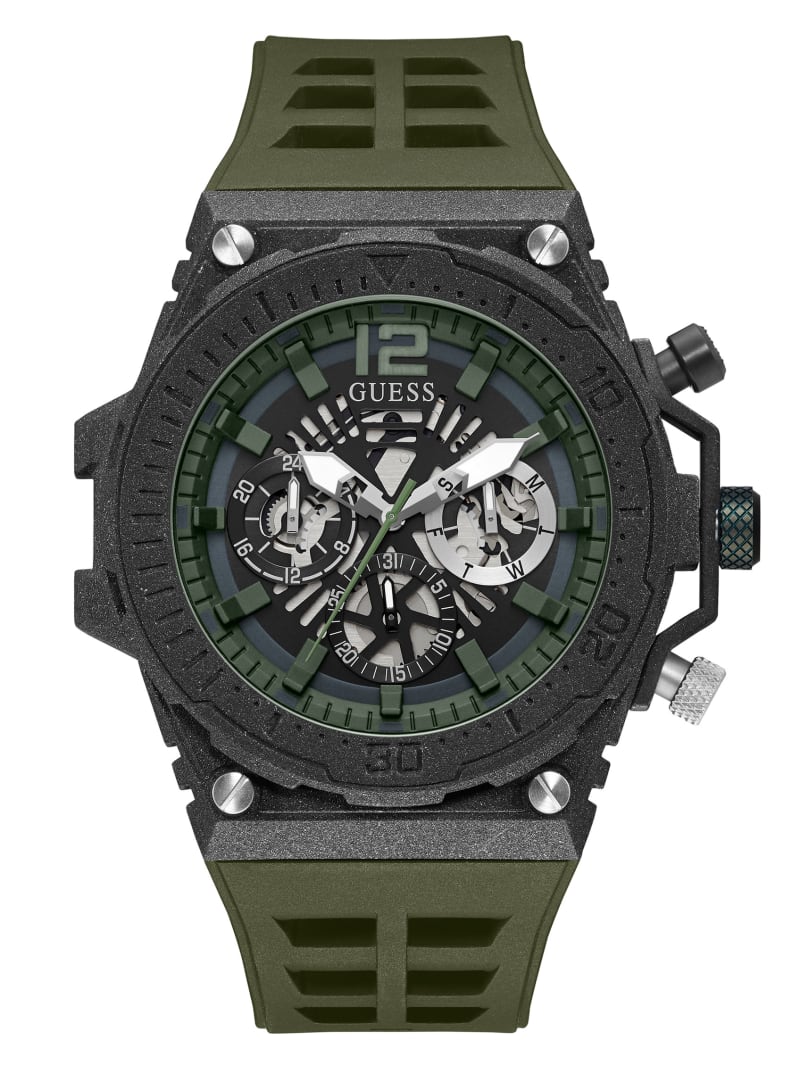 Zegarek Męskie Guess Olive and Exposed Dial Wielofunkcyjny Zielone | 847510-KRN