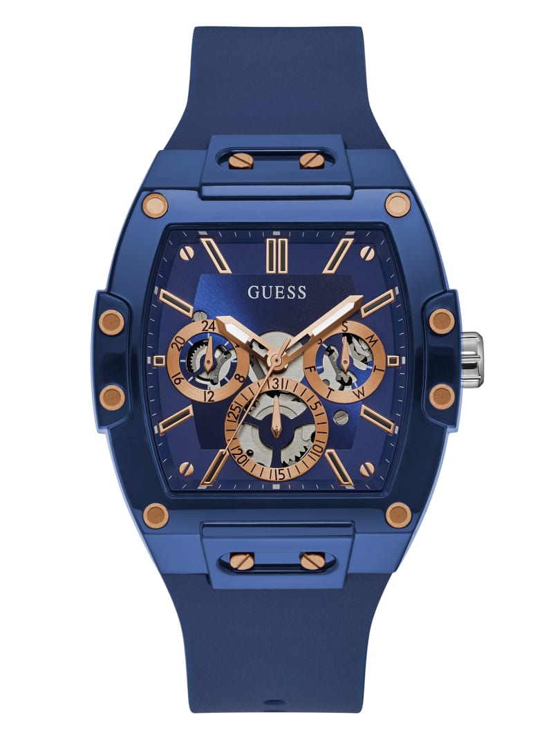 Zegarek Męskie Guess Rose Gold-Tone and Blue Silikon Wielofunkcyjny Niebieskie | 016394-HMN